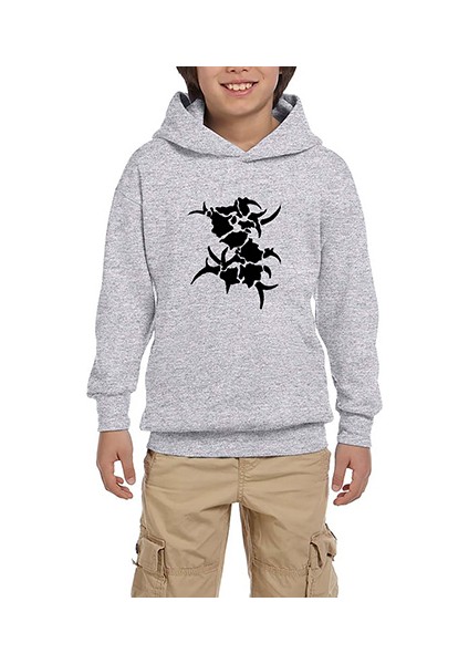 Sepultura Logo Gri Çocuk Kapşonlu Sweatshirt