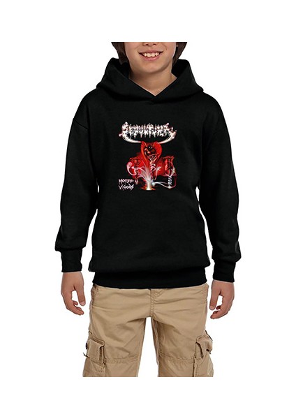 Sepultura Morbid Visions Siyah Çocuk Kapşonlu Sweatshirt