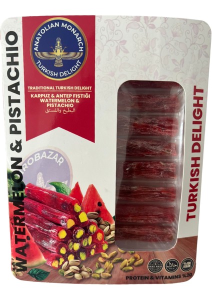 Karpuz Antep Fıstıklı Lokum 125 gr – Karpuz Meyveli & Fıstıklı Türk Lokumu – Taze ve Yumuşak