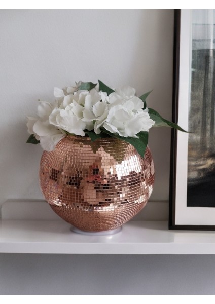 Aynalı Cam Vazo Yuvarlak Büyük Boy Rose Gold fiyatları
