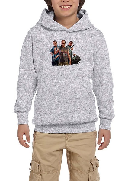 Gta Three Conspirator Gri Çocuk Kapşonlu Sweatshirt