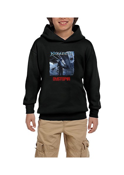 Megadeth Dystopia Siyah Çocuk Kapşonlu Sweatshirt