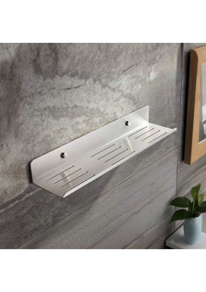 Ömürlük Paslanmaz Çelik Banyo Rafı – 40 cm | Şampuanlık & Sabunluk