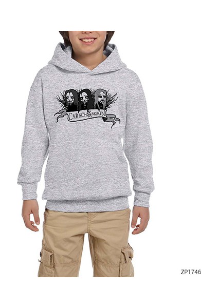 Carach Angren Cartoon Gri Çocuk Kapşonlu Sweatshirt