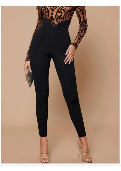 Kadın Siyah Krep Kumaş Pantolon