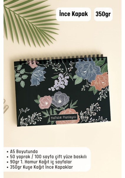 Haftalık Planlayıcı A5 Defter, Esnek Ince Karton Kapaklı, 1 Yıllık Planlayıcı, Beyaz Çizgili modelleri