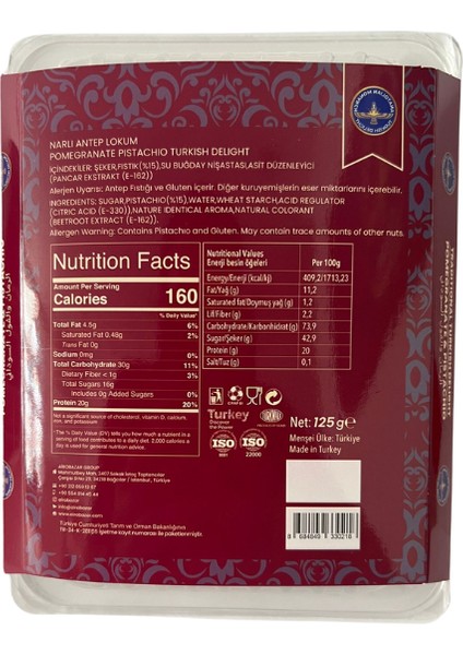 Nar Antep Fıstıklı Lokum 125 gr – Türk Lokumu Hediyelik Tatlı fiyatları