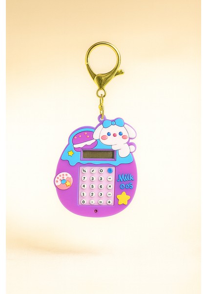 Red & Cheery Sevimli Mini Mor Köpekçik Hesap Makineli Anahtarlık – Çanta Süsü – Seçenekli Modeller