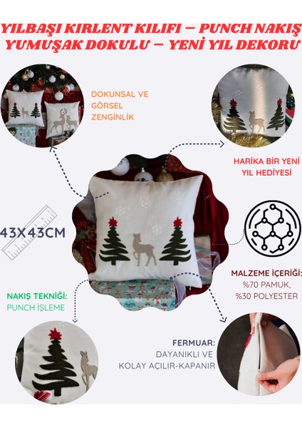 Yılbaşına Özel Geyikli-Agacli Punch Kırlent Kılıfı fiyatları