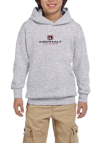 Asphalt 9 Legends Text Gri Çocuk Kapşonlu Sweatshirt