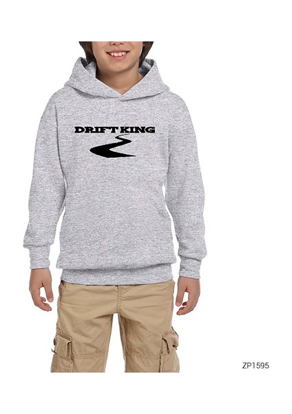 Drift King 2 Gri Çocuk Kapşonlu Sweatshirt