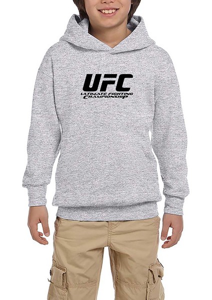 Ufc Logo Ultimate Championship Gri Çocuk Kapşonlu Sweatshirt