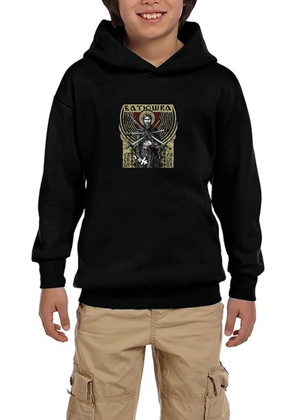 Batushka Raskol Siyah Çocuk Kapşonlu Sweatshirt