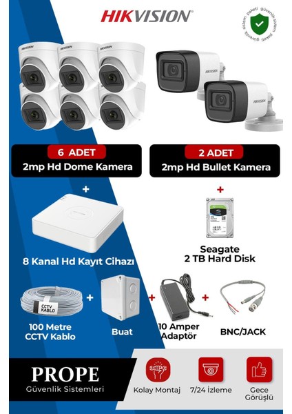 Hıkvısıon 8 Kameralı Full Sistem Paketi