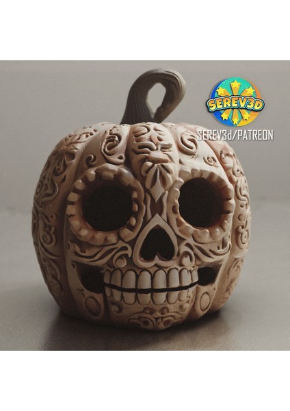 Ölülerin Günü Balkabağı Lambası - Cadılar Bayramı Fener Dekoru - 3D Baskı Stl/3mf