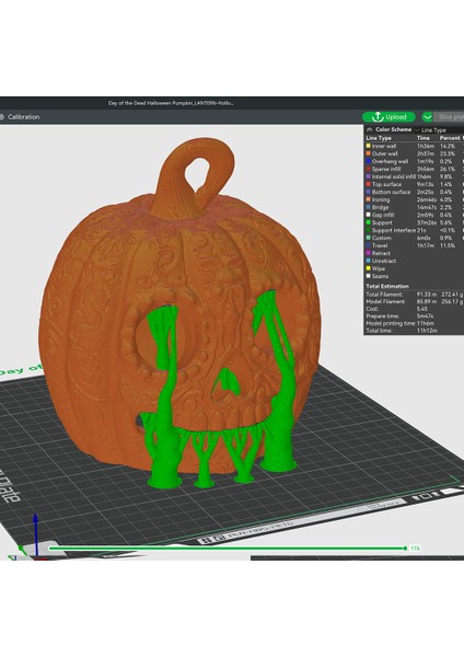 Ölülerin Günü Balkabağı Lambası - Cadılar Bayramı Fener Dekoru - 3D Baskı Stl/3mf indirimleri