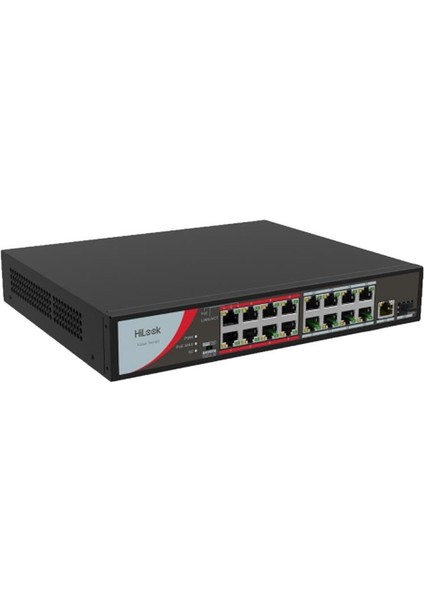 Hılook NS-0318P-130(B), 16 Port, Megabit, Poe 130W, 1 Port Gigabit Lan, 1 Port Gigabit Sfp, Long Range 250METRE, Yönetilemez, Masaüstü Switch
