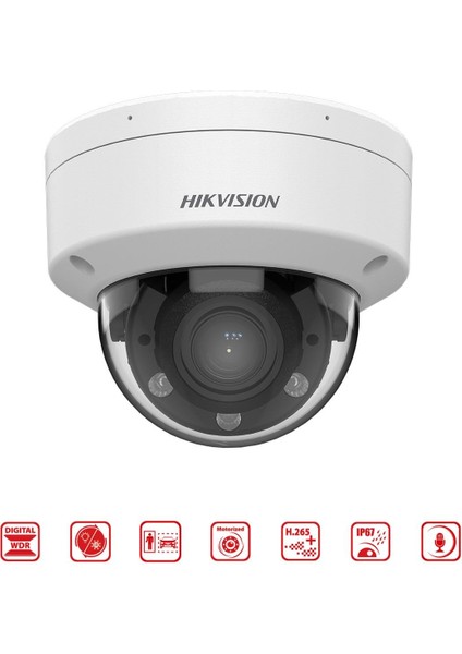 Hıkvısıon DS-2CD1723G2-LIZSU 2mpix, 2,8-12MM Motorized Lens, Dual Light, Dahili Mikrofon, H265+,30MT Gece Görüşü, Sd Kart, Poe, Dome Ip Kamera