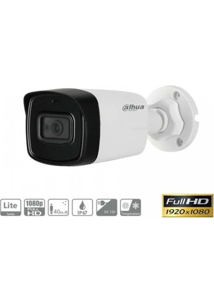 HAC-HFW1200TLP-0360B, 2mpix, 3.6m Lens, 40 mt Gece Görüşü, Bullet Kamera