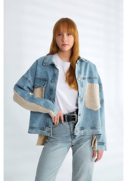 Triko Panel Detaylı Oversize Kot Ceket fiyatları