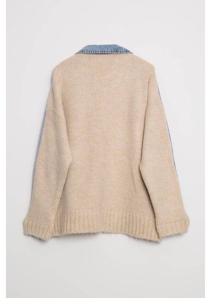 Triko Panel Detaylı Oversize Kot Ceket indirimleri