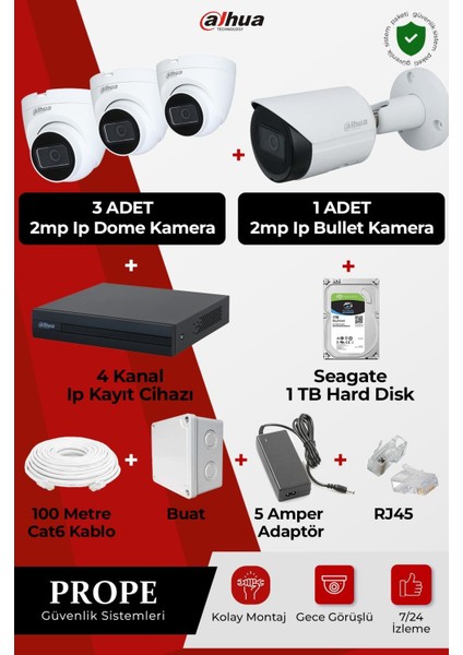 4 Kameralı Full Sistem Paketi