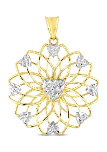 14 Ayar Kalpli Tasarım Çiçek Altın Kolye Ucu