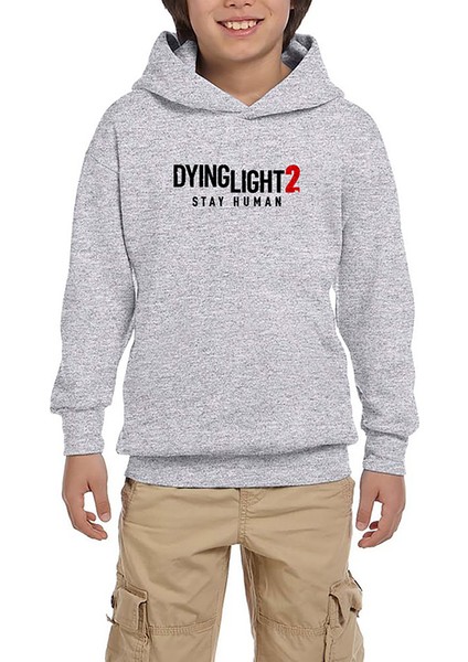 Dying Light 2 Logo Gri Çocuk Kapşonlu Sweatshirt