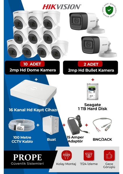 Hıkvısıon 12 Kameralı Full Sistem Paketi