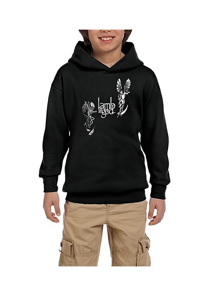 Lamb Of God Devil And Angel Siyah Çocuk Kapşonlu Sweatshirt