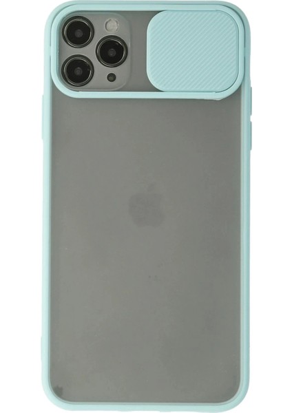 iPhone 11 Pro Max Kılıf Palm Buzlu Kamera Sürgülü Silikon - Turkuaz