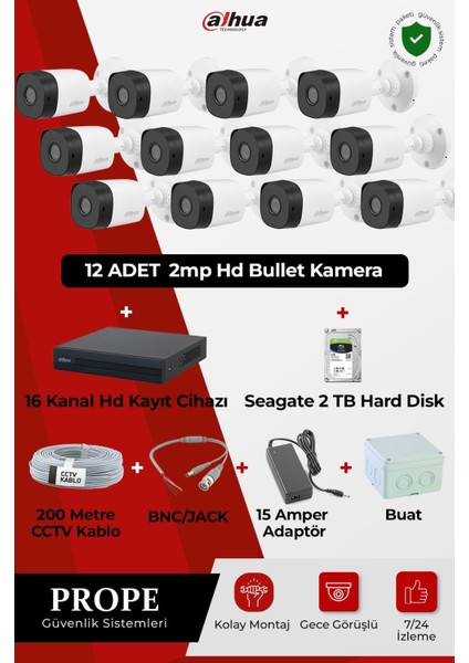 12 Kameralı Hd Bullet Full Sistem Paketi