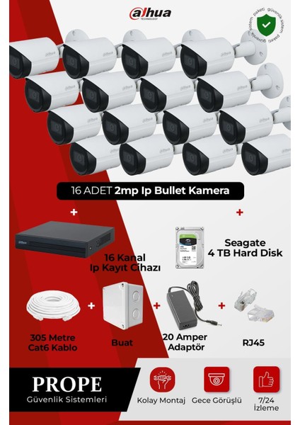 16 Kameralı Bullet Full Sistem Paketi