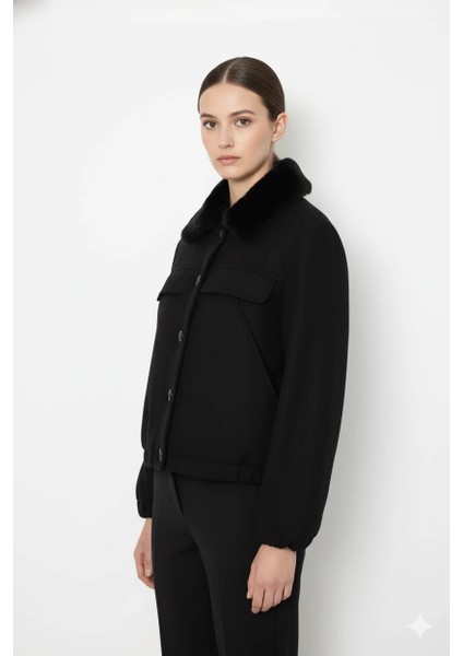 Kuzu Kürk Yakalı Düğmeli Kısa Suni Deri Ceket fiyatları