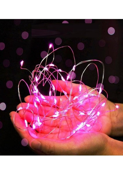 Ev Balkon ve Parti Için 10 Metre Pilli Pembe Renk Peri LED Yılbaşı Süsü Işık modelleri