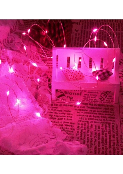 Ev Balkon ve Parti Için 10 Metre Pilli Pembe Renk Peri LED Yılbaşı Süsü Işık indirimleri