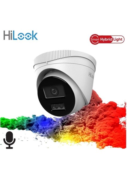 Hılook IPC-T220HA-LUFC, 2mpix, 2,8mm Lens, H265+, Dual Light, 20MT Gece Görüşü, Dahili Mikrofon, IP67, Poe, Dome, Ip Kamera