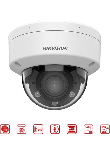 Hıkvısıon DS-2CD1743G2-LIZSU 4mpix, 2,8-12MM Motorized Lens, Dual Light, Dahili Mikrofon, H265+, 30MT Gece Görüşü, Sd Kart, Poe, Dome Ip Kamera