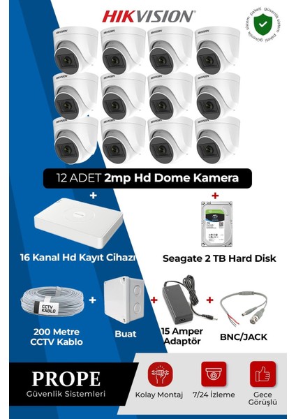 Hıkvısıon 12 Kameralı Dome Full Sistem Paketi