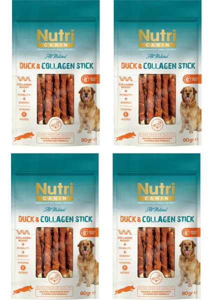 Ördek Eti Sargılı Kolajen Çubuk Tahılsız Köpek Et Ödülü 80 Gr. x 4 Adet