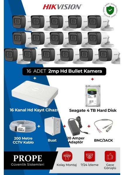 Hıkvısıon 16 Kameralı Bullet Full Sistem Paketi