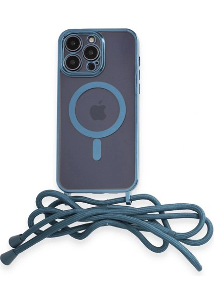 iPhone 13 Pro Kılıf Divo Lazer Askılı Magsafe Kapak - Sierra Blue