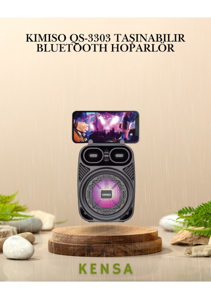 Kimiso QS-3303 Taşınabilir Bluetooth Hoparlör – 8W Güç, 1200 Mah Batarya, Rgb Işıklı fiyatları