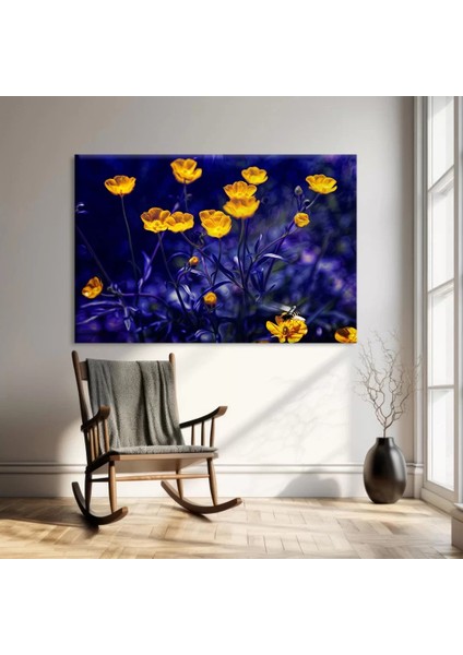 Mavi ve Sarı Çiçekler Kanvas Tablo modelleri