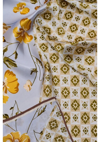 Retro Çiçek ve Geometrik Desenli Fular indirimleri