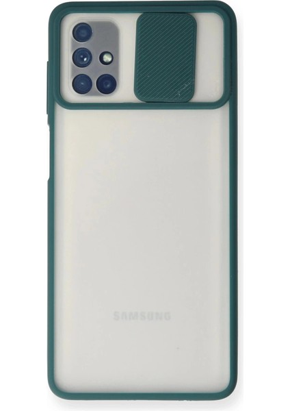 Samsung Galaxy M51 Kılıf Palm Buzlu Kamera Sürgülü Silikon - Yeşil