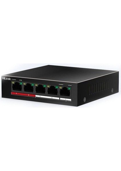 Hılook NS-0105P-35(B), 4 Port, Megabit, Poe 35W, 1 Port Megabit Uplink, Long Range 250METRE, Yönetilemez, Masaüstü Switch