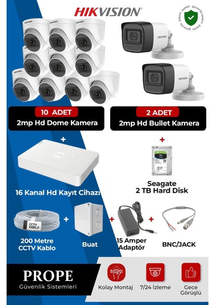 Hıkvısıon 12 Kameralı Full Sistem Paketi