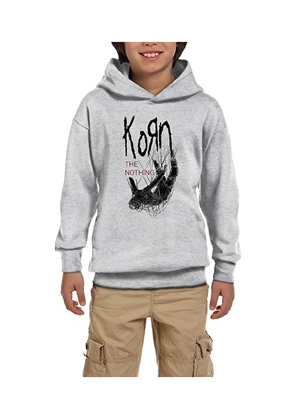 Korn The Nothing Beyaz Gri Çocuk Kapşonlu Sweatshirt