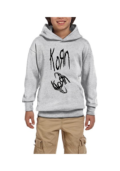 Korn To Korn Gri Çocuk Kapşonlu Sweatshirt